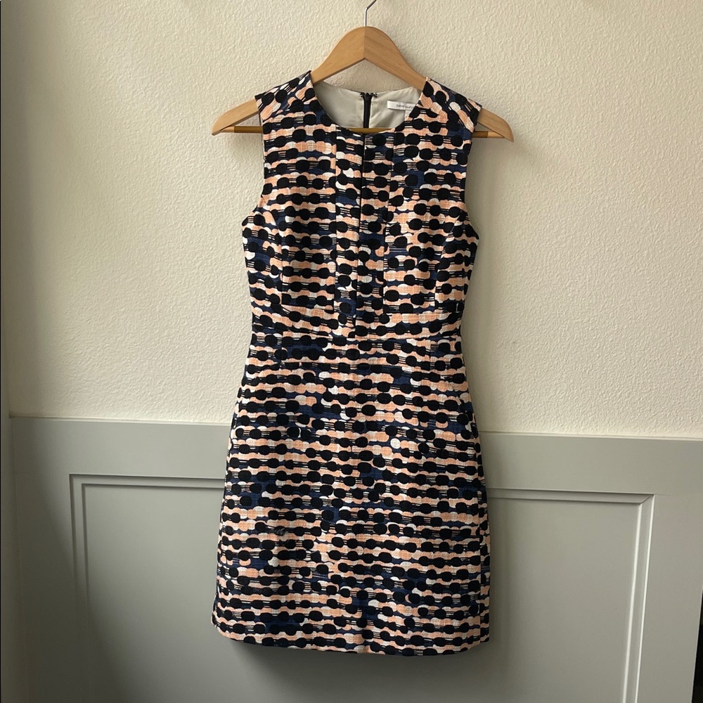 Diane Von Furstenberg Navy and Blush Patterned Sleeveless Mini Dress